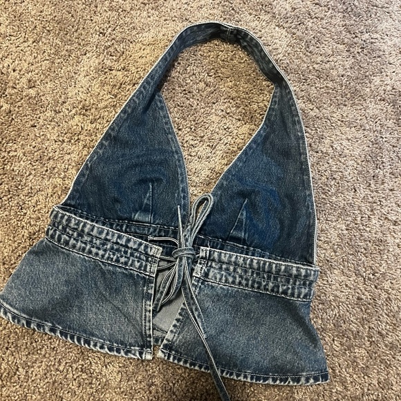 Princess Polly Blue Denim Halter Top - Picture 4 of 4